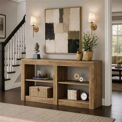 59" Console Table, 3-Tier Sofa Table Entryway Table with Storage