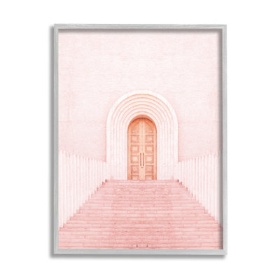 Impression de porte rose encadrée sur bois par Incado