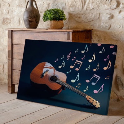 Canvas A Beautifully Detailed Acoustic Guitar Takes Center Stage Its Wooden Wall Art Texture Rich And Polished Reflecting Warm Hues Of Canvas Wall Art