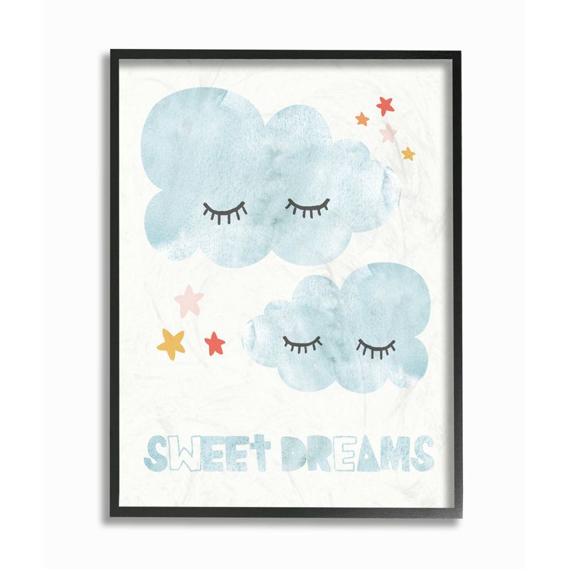 Décoration murale rêves pour enfants doux avec cils Sechrist, H 30 po x l 24 po x P 1,5 po, Cadre noir
