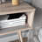 Entryway Table With 2 White Sliding Doors, Console Table With Storage Space And Wood Legs,Sofa Table Behind Couch For Hallway, Living Room, Natural Colour
