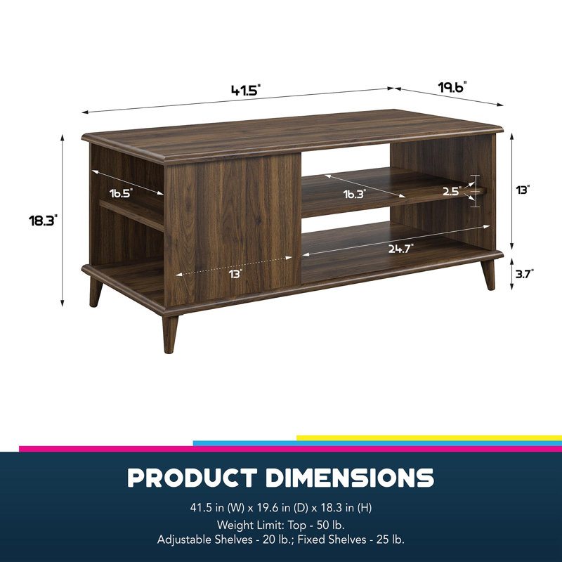 Table basse moderne avec tablettes réglables Maeve