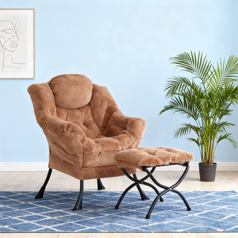 Fauteuil paresseux et rembourré Abramson, Peluche brune, Non