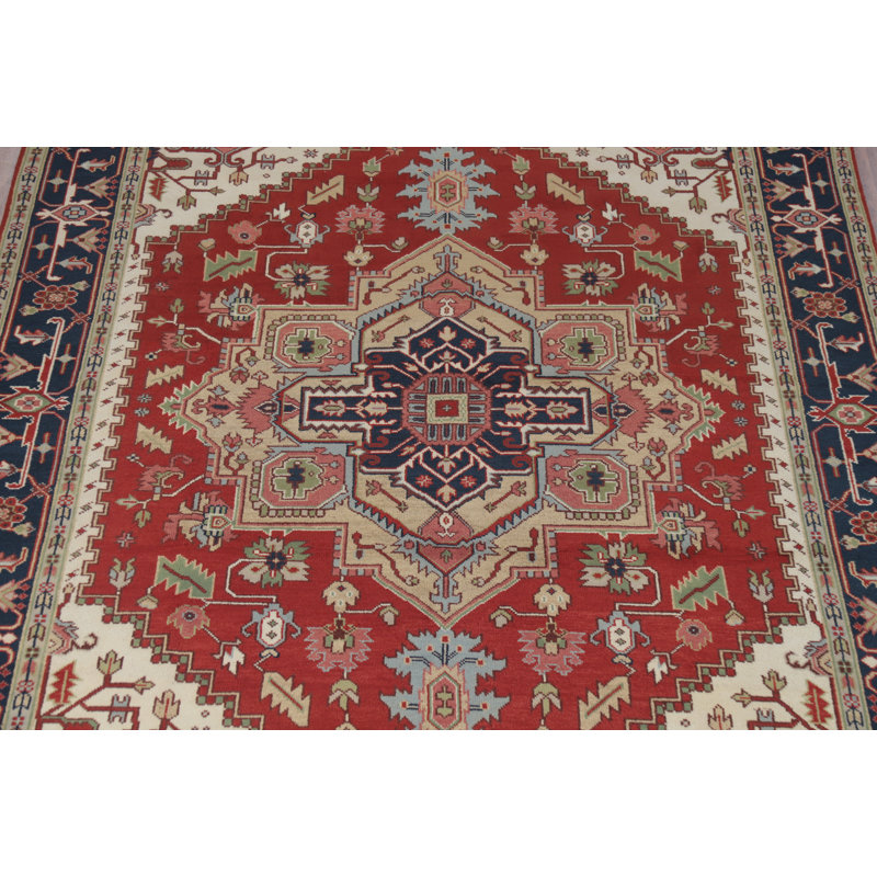 Tapis traditionnel indien à motif géométrique 9 x 12