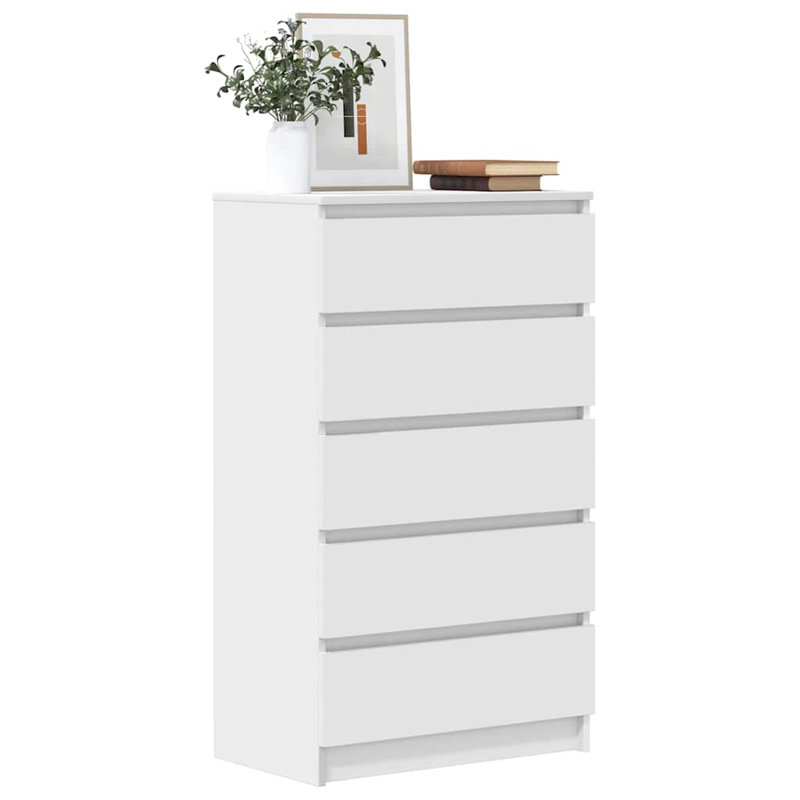 Meine 5 Drawer 60cm W Solid Wood Chest, White