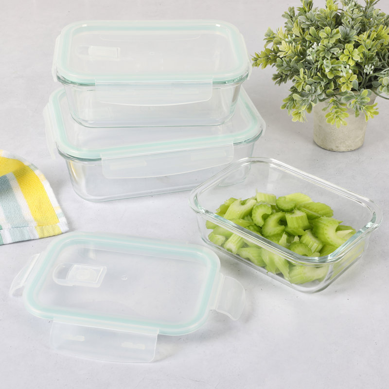 Clear Borosilicate Glass Storage Container Set with Snap Lids