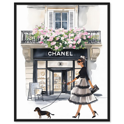 Parisian Dog Stroll Canvas Fashion Wall Art by Art Remedy