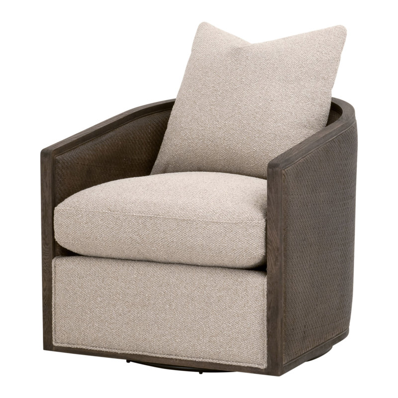 Noda Swivel Club Chair, Dark Brown Wood