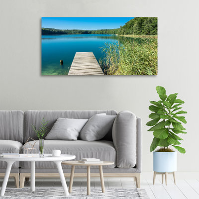 Pier at the lake 1 Piece Wall Art on Canvas