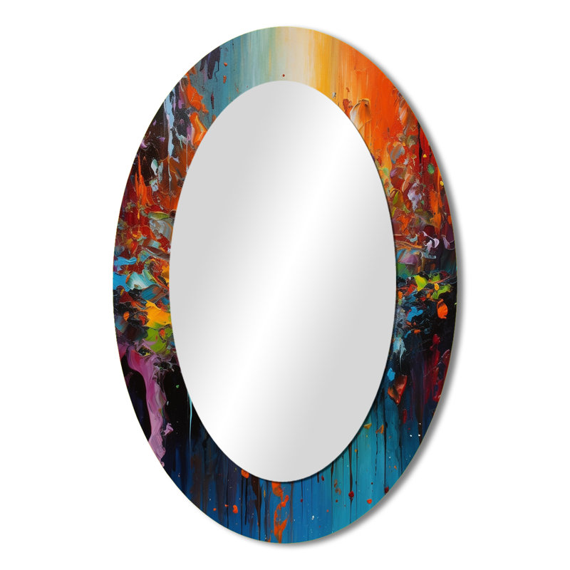 Miroir mural orange / sarcelle cubique Fusion - Modern, 36 po x 24 po