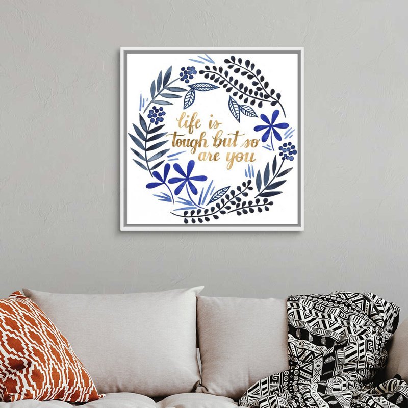" Cobalt Inspirations Collection F " by Grace Popp, White Framed, 32" H x 32" W x 1.75" D