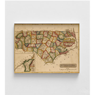 «North Carolina 1817», impression de carte des États-Unis, art mural de classe de géographie des États-Unis, carte rétro de la Caroline du Nord, idée de décoration de salle de bain d'invité