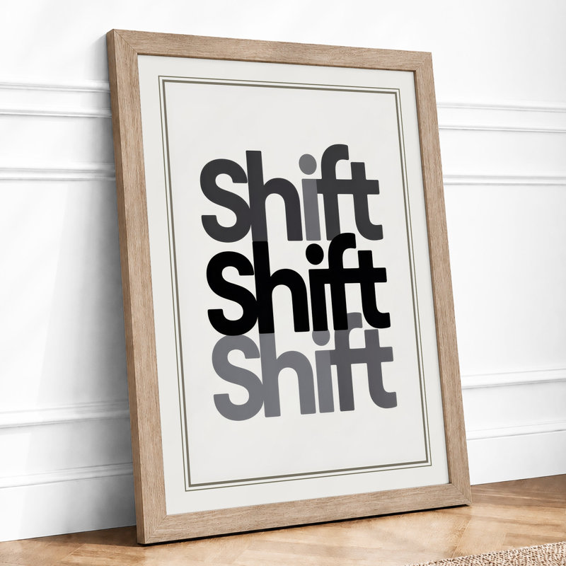 Shift Typography - Framed Print, Oak, A4 - 29.7 x 21.0 cm