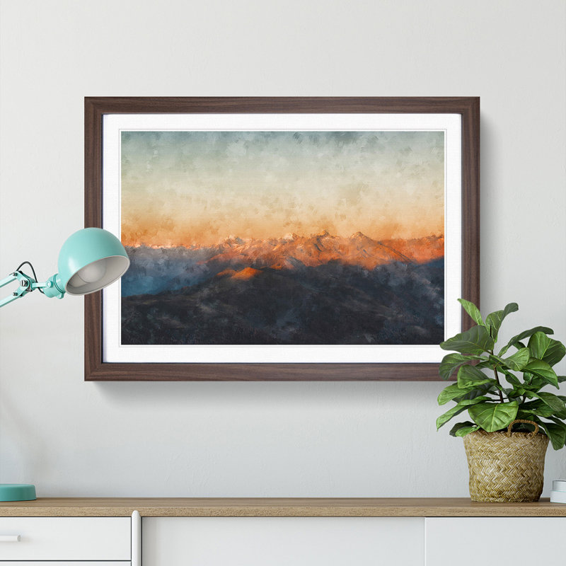 The Zillertal Alps in Italy - Picture Frame Painting Print, Walnut Framed, 62cm H x 87cm W x 2cm D