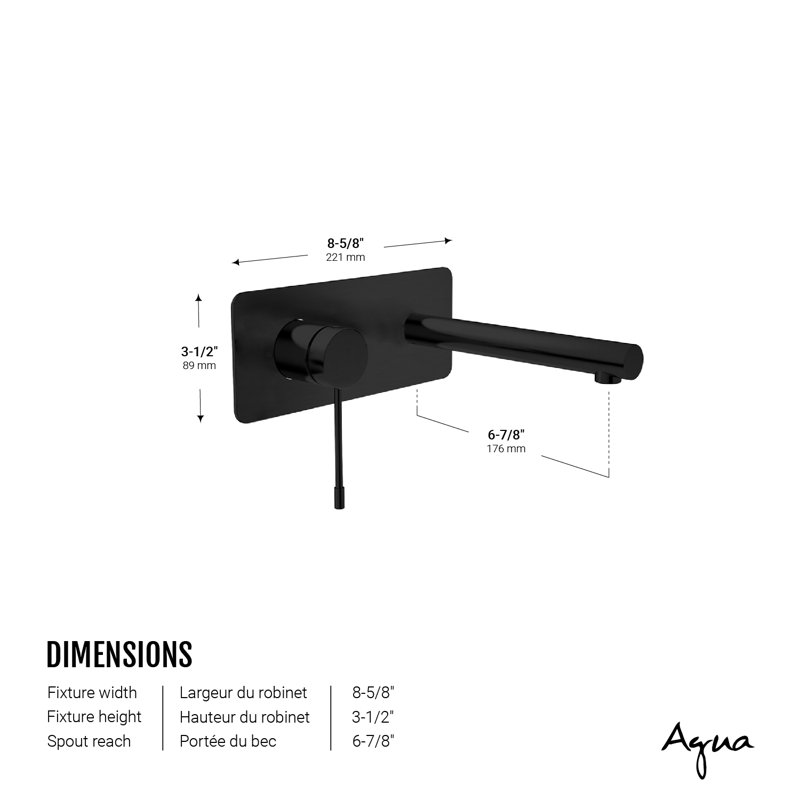 Robinet de salle de bain mural, Noir mat