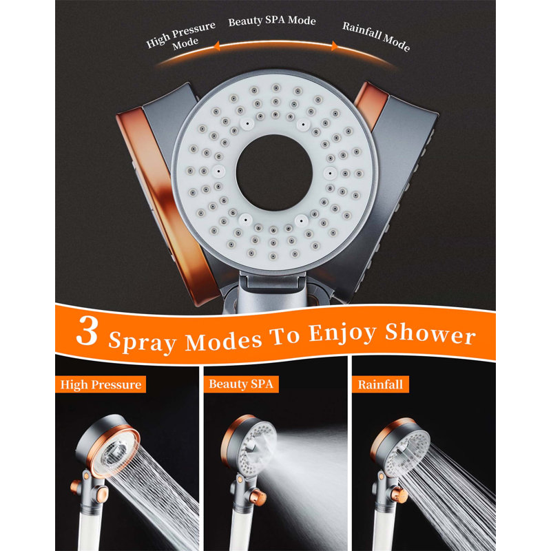 Shower Head With Filter And 3 Shower Modes, Gold