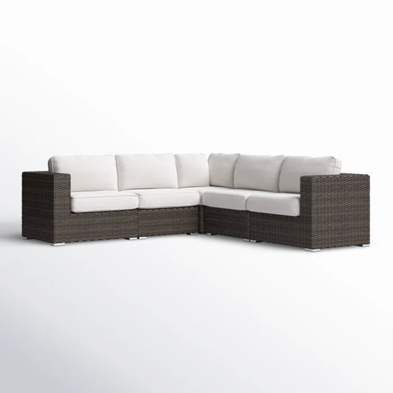 Ensemble de conversation modulaire d'extérieur entièrement assemblé avec - structure et coussins remplis de mousse d'eau, conception modulaire en forme de L toutes saisons, aucun assemblage nécessaire pour une utilisation au jardin