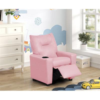 Fauteuil inclinable pour enfants en cuir de polyuréthane rose 23 po Evelyne