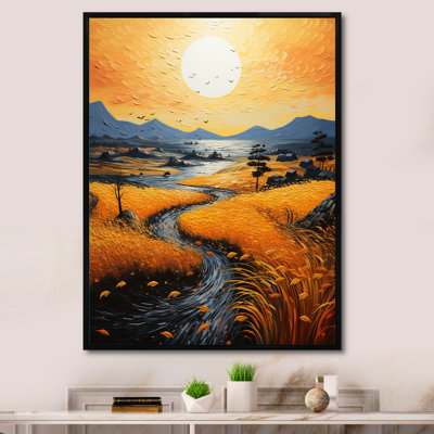«Vangogh Harvest Time In The Wheat Fields IV», encadré sur toile par Vincent Van Gogh, peinture