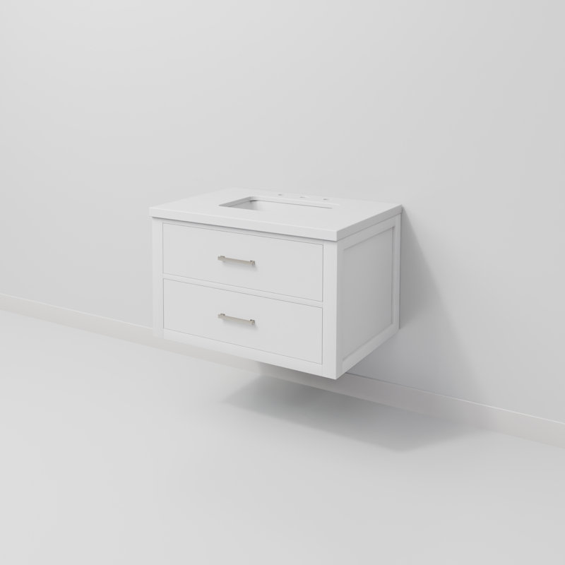 Meuble-lavabo simple l 30 po x P 22 po Castor, Blanc, Marbre de culture blanc