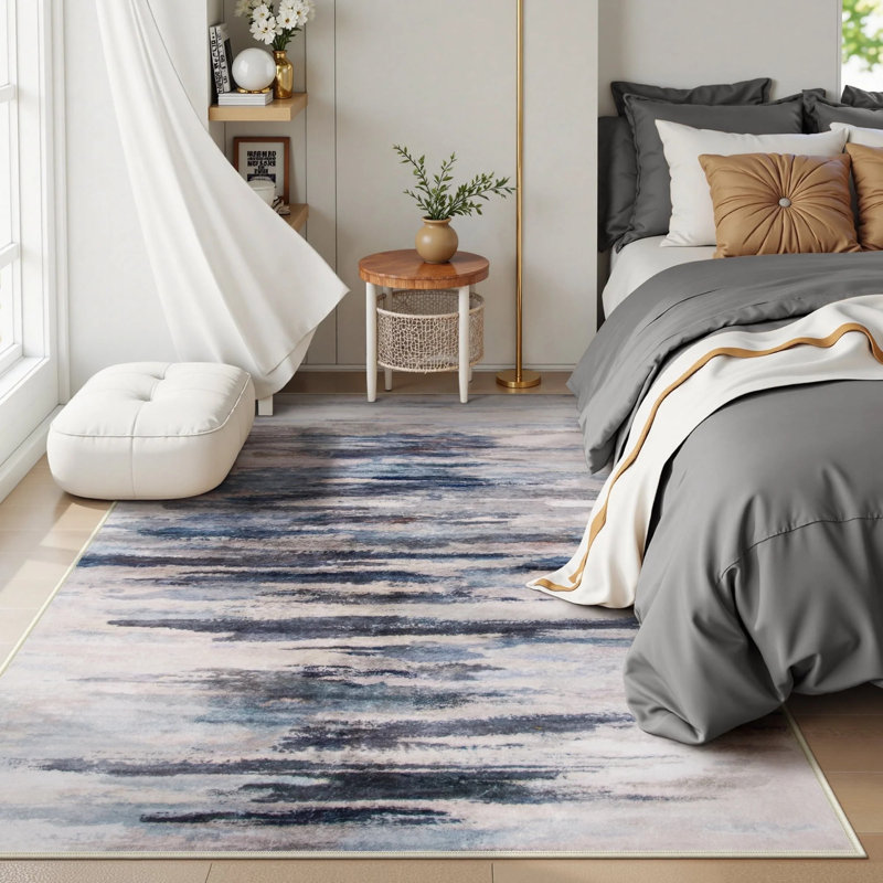 Tapis à dégradé abstrait - Tapis moderne décoloré pour le salon ou la chambre à coucher, Rectangle 5 pi x 7 pi
