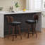 Ensemble de 2 tabourets de bar pivotants confortables avec structure en bois cintré et dossier rembourré-256077119