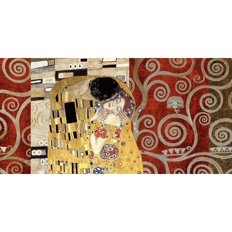 The Kiss by Gustav Klimt - Wrapped Canvas Painting, 50cm H x 100cm W x 4cm D
