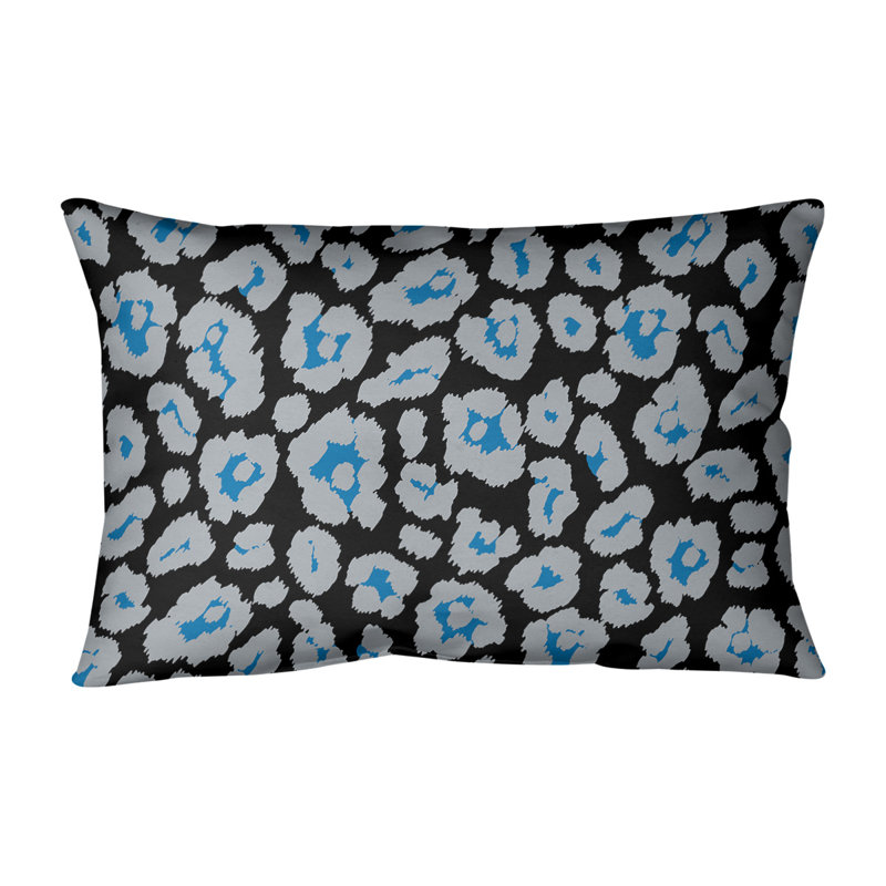 Housse de coussin de football rectangulaire Detroit, Bleu et noir, Faux lin