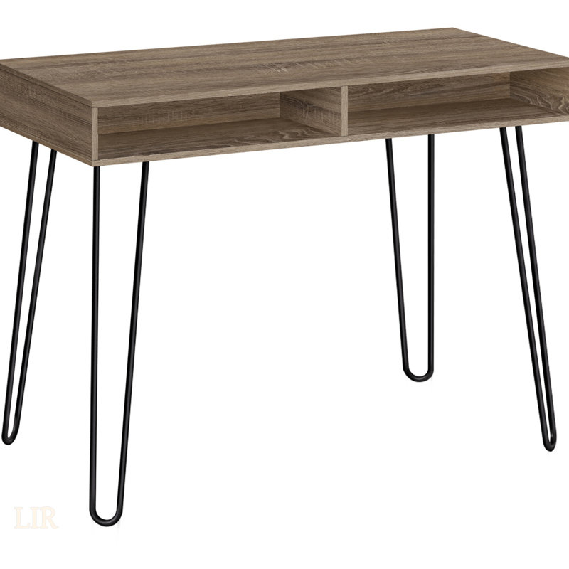 Bureau d'ordinateur contemporain avec tiroirs de rangement, configuration réglable pour le bureau personnel et un ordinateur portable, cadre en métal noir