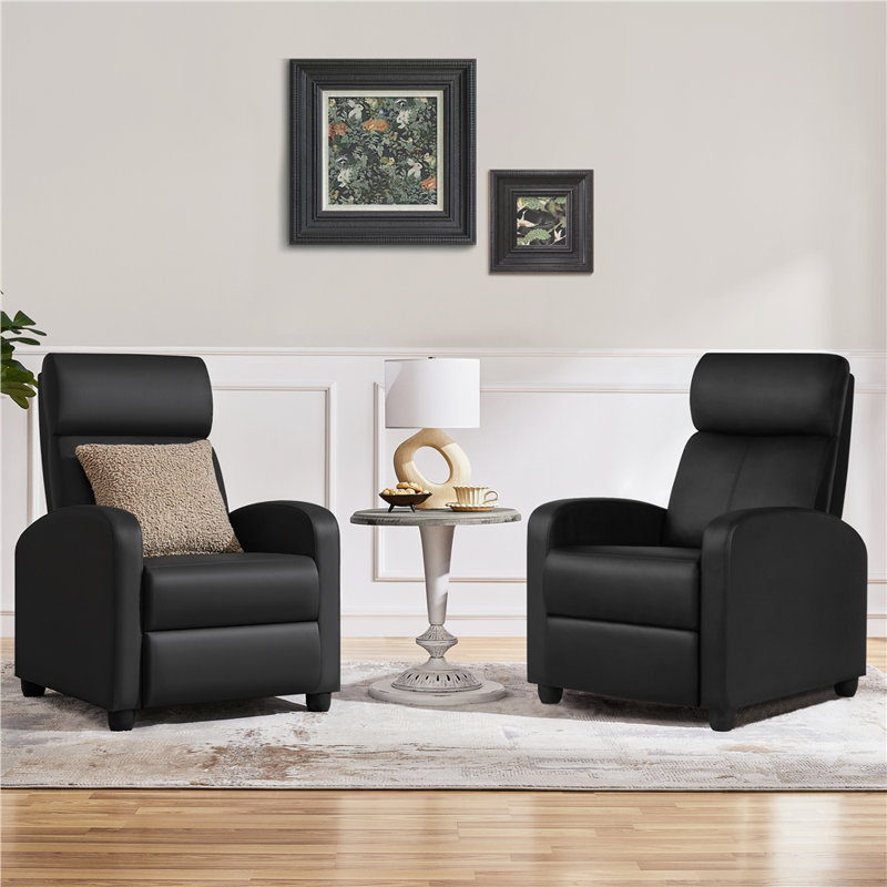 Fauteuils inclinables en similicuir de 27 po de largeur Mcghee, Similicuir noir