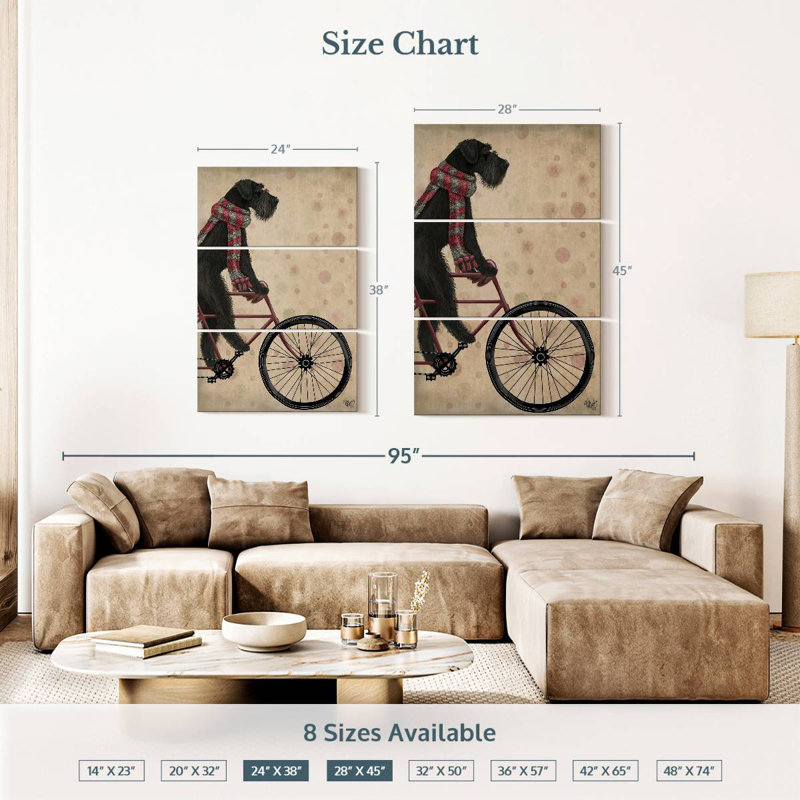 Schnauzer On Bicycle Black, 38" H x 24" W