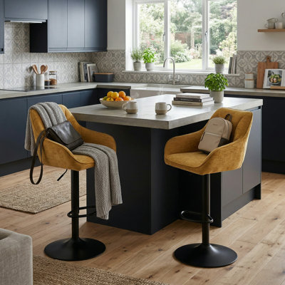Swivel Upholstered Adjustable Height Bar Stool