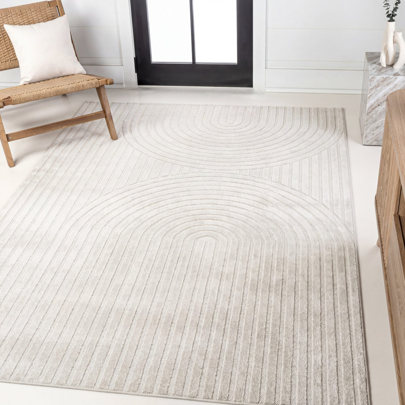 Tapis intérieur / extérieur à deux tons ivoire / crème Alexe, Rectangle 3 pi 11 po x 6 pi