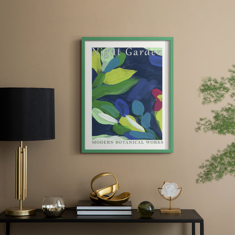 «Night Garden Exposition Posters III», reproduction encadrée - bois massif, H 30 po x l 24 po, Vert