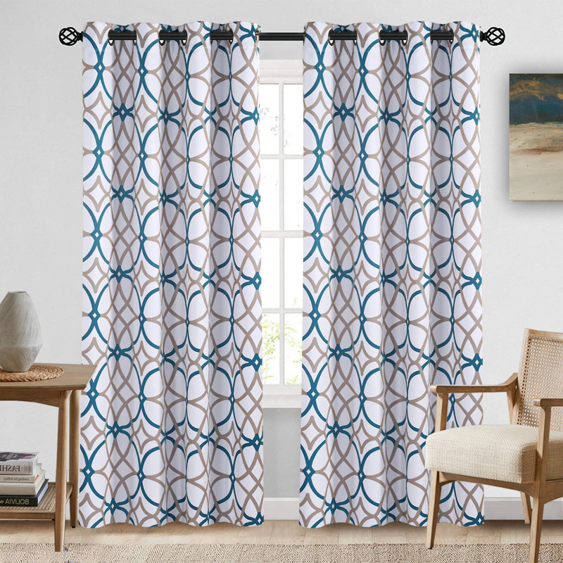 Rideaux à œillets Suwannee, L 52 po x L 108 po, Bleu marine / gris