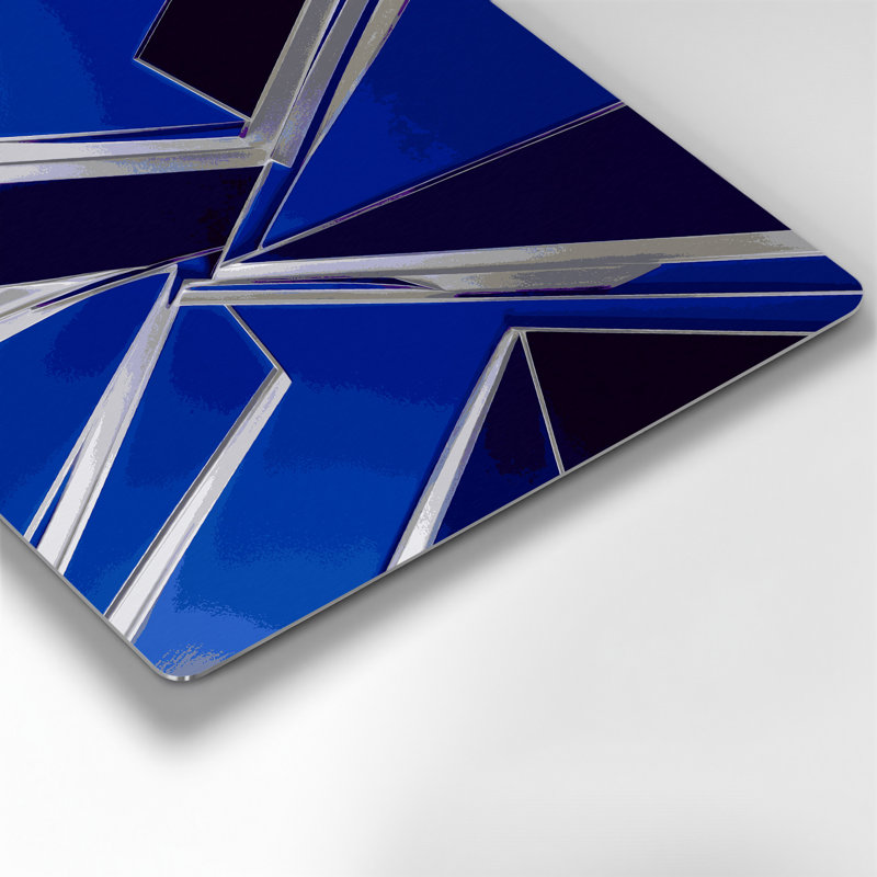 Hard Edge 39, art mural en métal bleu, H 16 po x l 16 po
