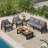 4-Pieces Sofa Set with table and 2 armchairs-395346868