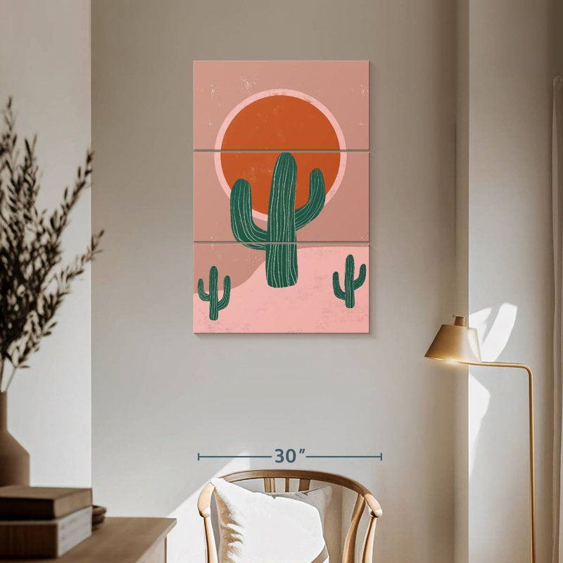 Harnek cactus et coucher de soleil, H 57 po x l 36 po