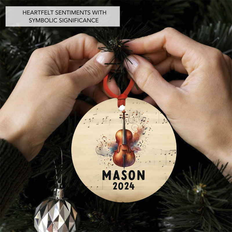 Ornement de Noël personnalisé en métal pour violoncelle ou violoncelle, Oui
