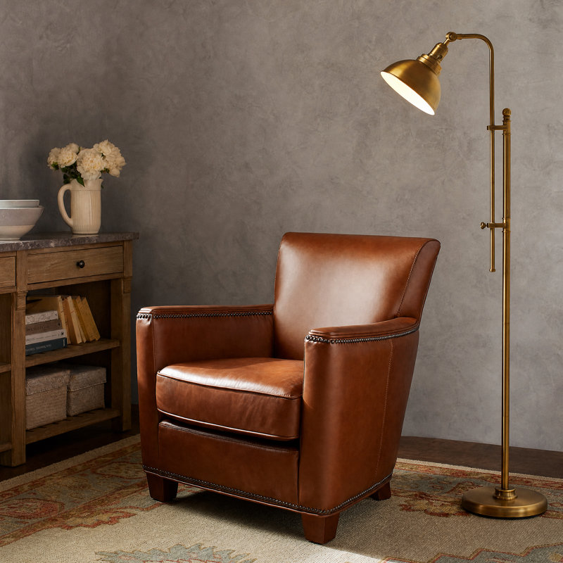 Wallace 65" Task Floor Lamp, Antique Brass
