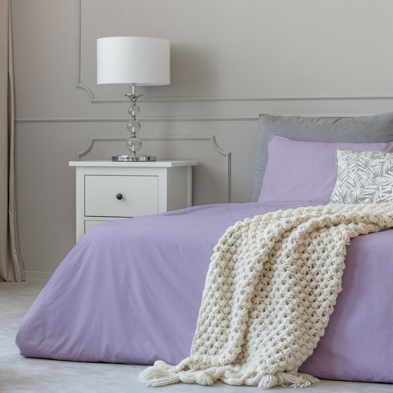 Microfiber Sheet Set, King Sheet Set + Fitted Sheet + 2 Pillowcases, Lilac
