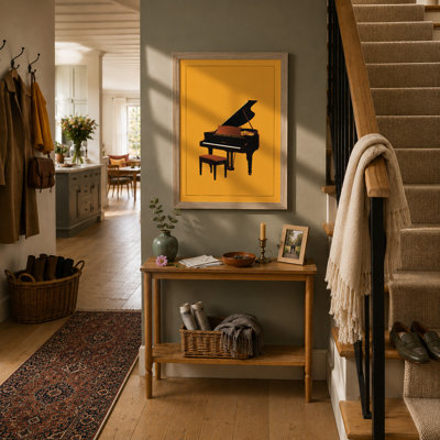 Grand Piano in Yellow Modern - Framed Print