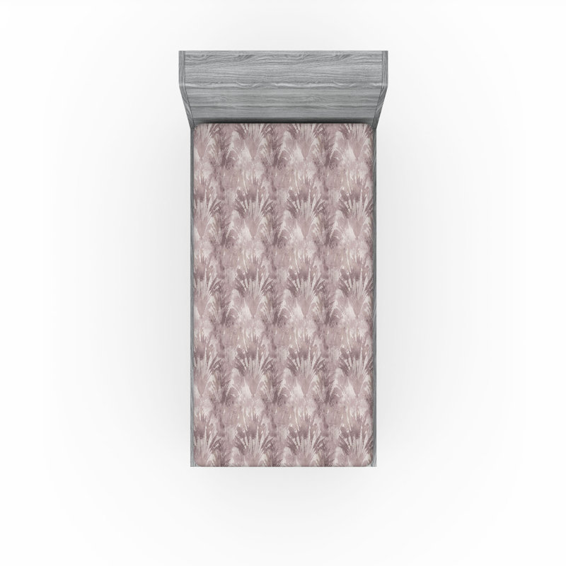 Drap-housse à motif floral Ambesonne, Drap-housse de taille simple, Motif floral mauve pâle