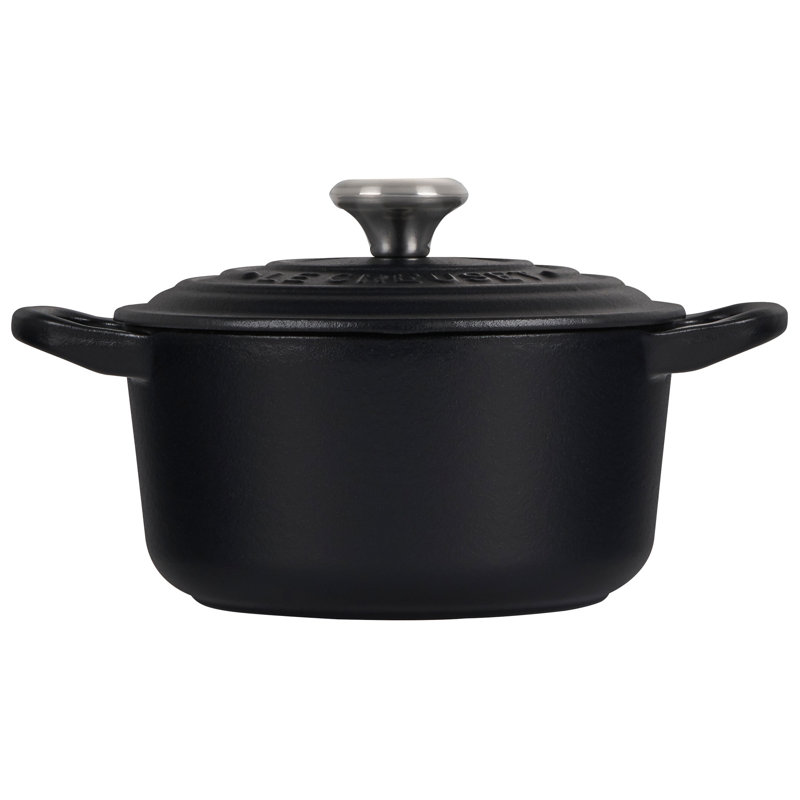 Le Creuset Signature Enameled Cast Iron Round Dutch Oven with Lid, Licorice, 7.25 quarts