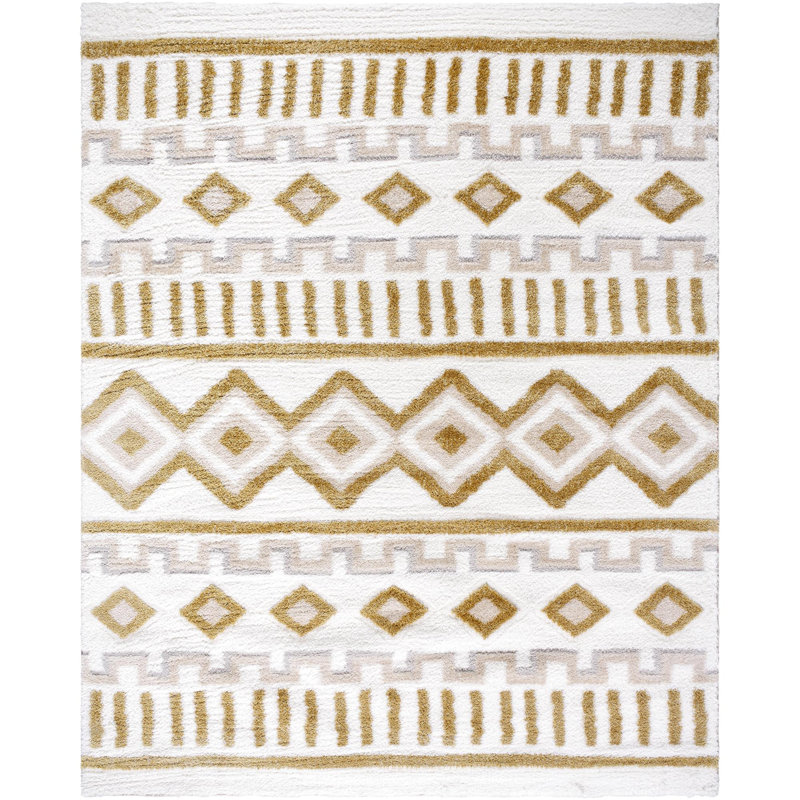 Khlani Adorijan Tribal Yellow Shag Area Rug, Rectangle 7'10" x 10'