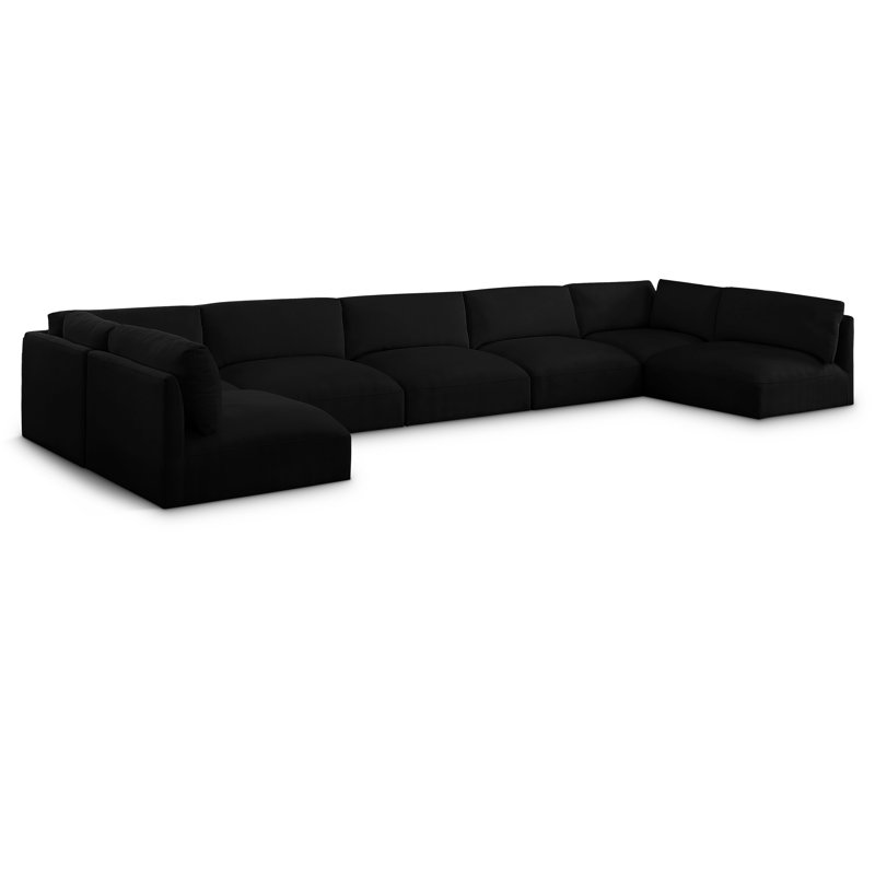 Canapé modulaire réversible en coin Hyrie, Tissu de polyester noir