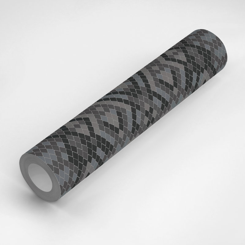 Panneau de papier peint autocollant L 10 pi x l 25 po Slither, Noir / gris