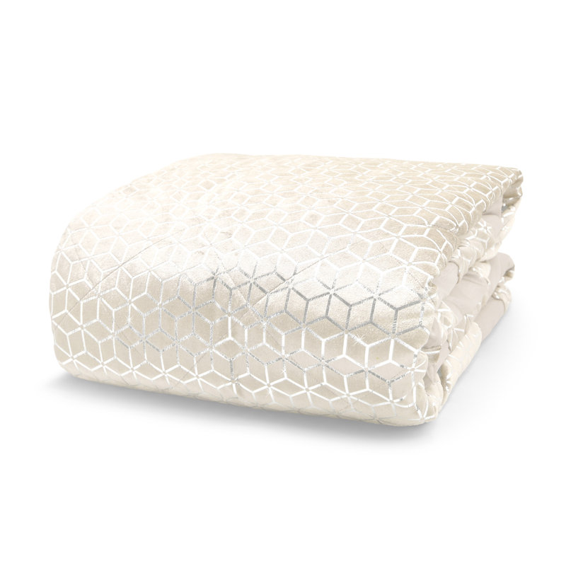 Eckelman Luxury Metallic Geometric Foil Pattern Bedspread, 264 x 254 cm