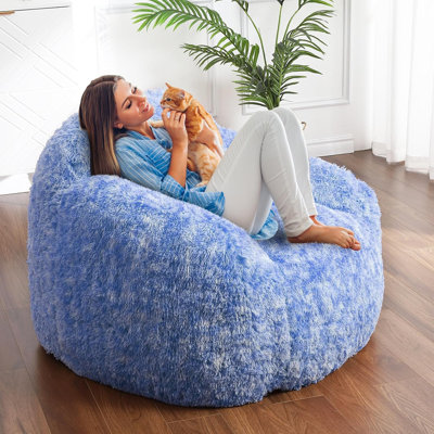 Fauteuil à billes pour adultes, fauteuil à billes en fausse fourrure avec bourre