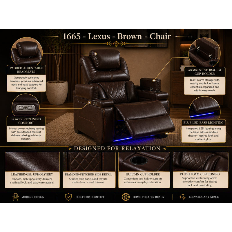 Fauteuil inclinable Akenzie, Cuir véritable brun